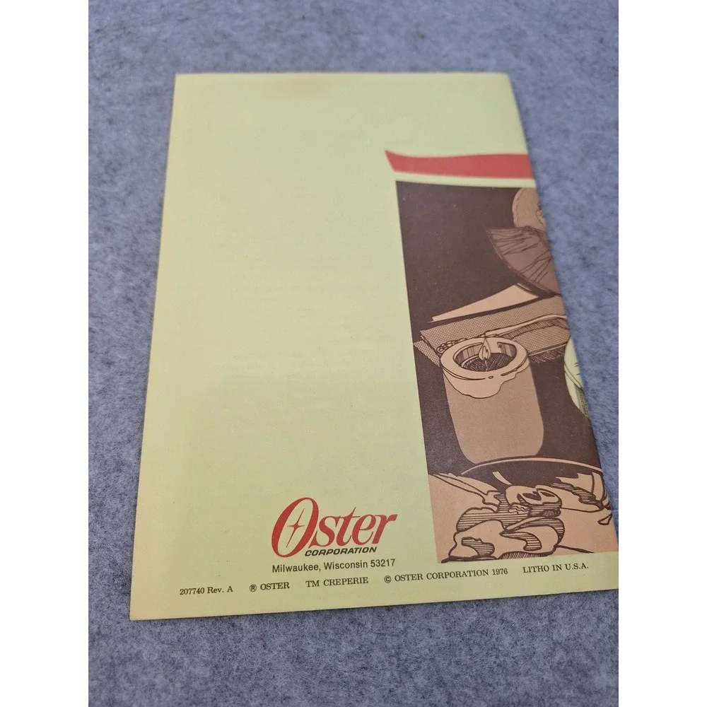 Vintage 1976 Oster Creperie Electric Crepe Maker Recipes & Instructions Manual